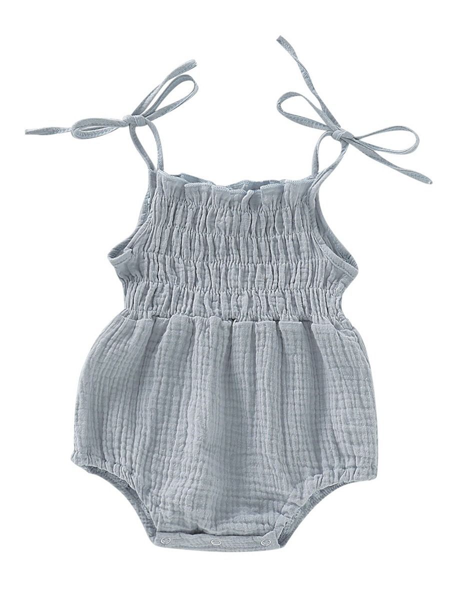 Summer Baby Tie Muslin Romper Onesie - dianjiang-