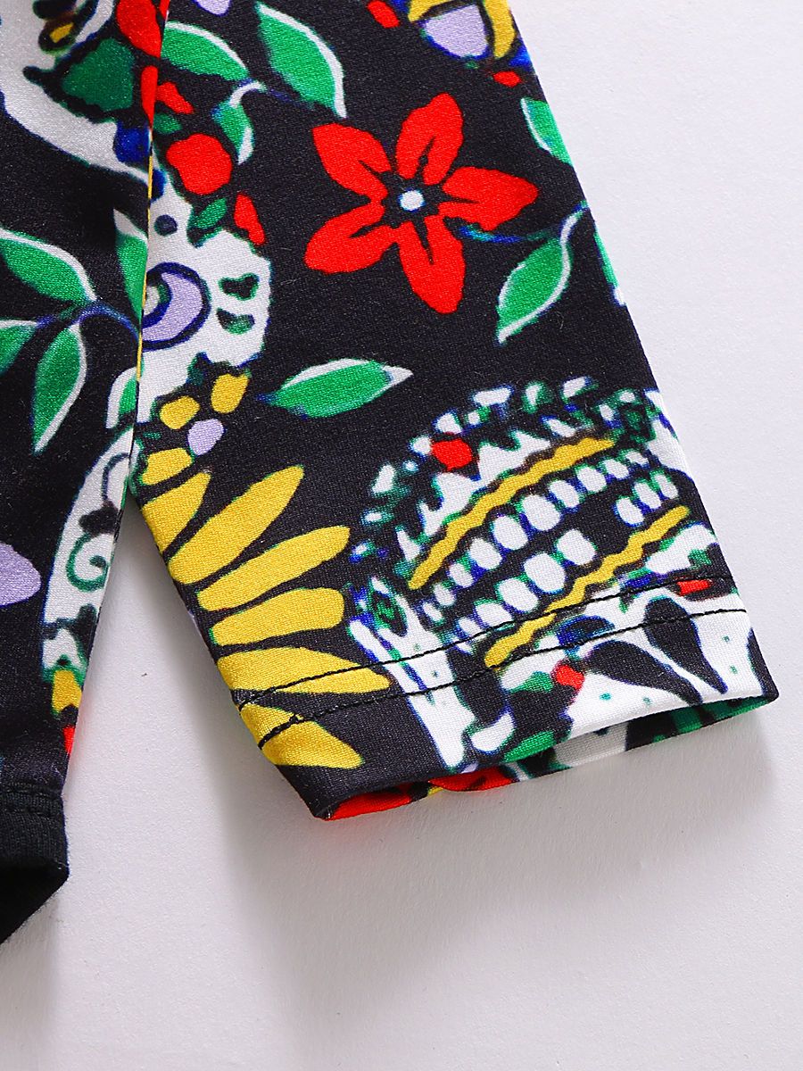 Baby Girls Floral & Skull Round neck Long Sleeves Romper - dianjiang-