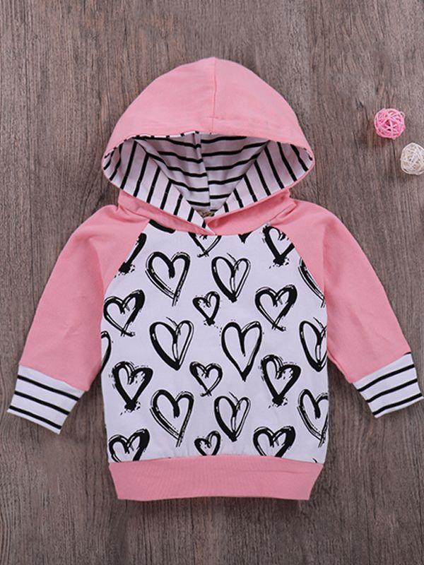 Baby Girls Pink Outfit Hoodie Top Matching Long Trousers - dianjiang-