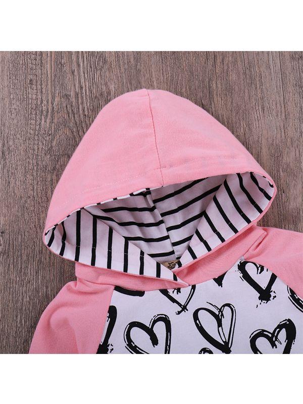 Baby Girls Pink Outfit Hoodie Top Matching Long Trousers - dianjiang-