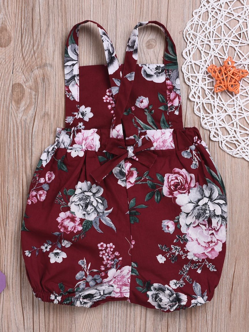 Baby Girls Flower Suspender Short Pants Spring Summer - dianjiang-