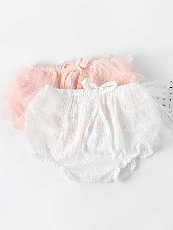 Pink / White Mesh Cotton Baby Girls Shorts - dianjiang-