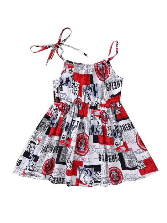 Fashion Allover Print Baby Girls Suspender Dress - dianjiang-