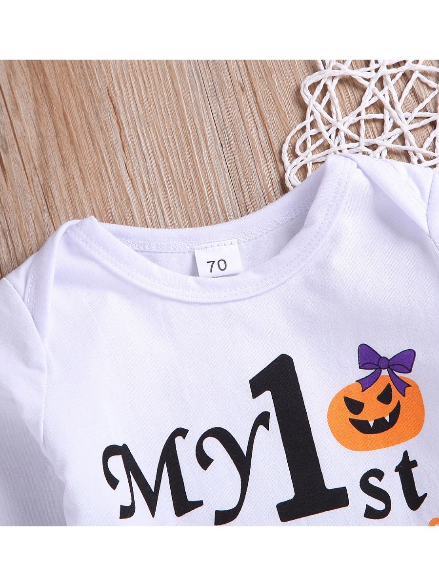 Baby Halloween 3-Piece Set My 1st Bodysuit+Bat Pumpkin Pants+Hat - dianjiang-