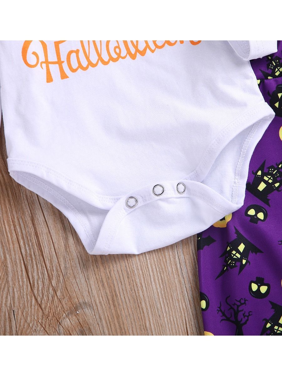 Baby Halloween 3-Piece Set My 1st Bodysuit+Bat Pumpkin Pants+Hat - dianjiang-