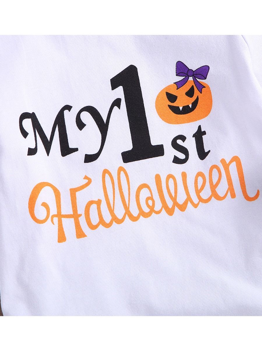 Baby Halloween 3-Piece Set My 1st Bodysuit+Bat Pumpkin Pants+Hat - dianjiang-