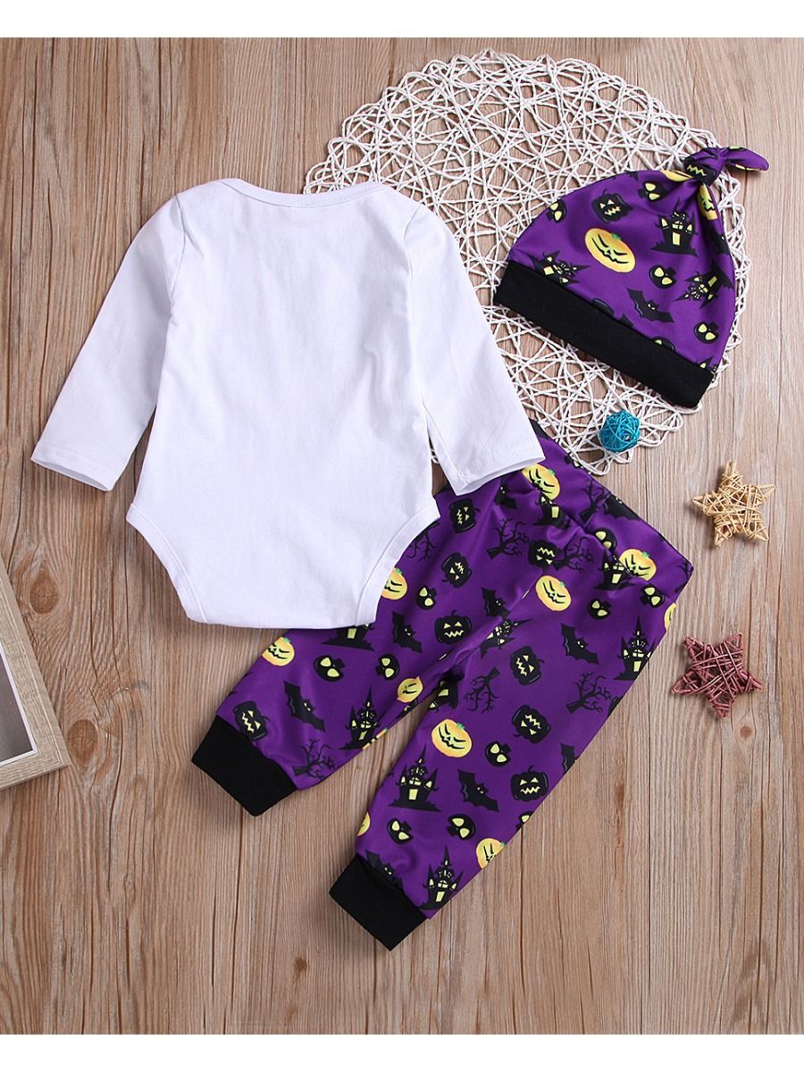 Baby Halloween 3-Piece Set My 1st Bodysuit+Bat Pumpkin Pants+Hat - dianjiang-