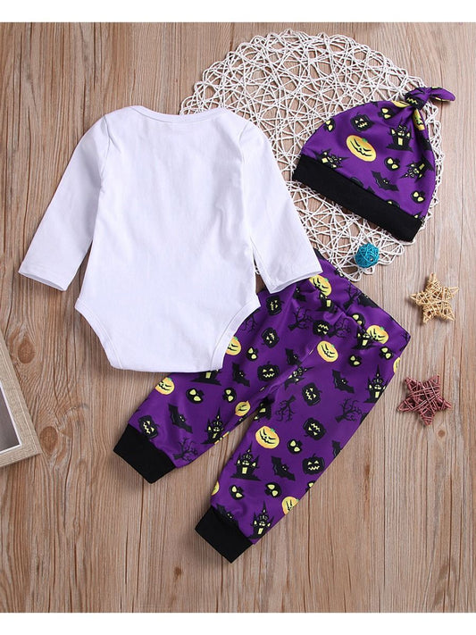 Baby Halloween 3-Piece Set My 1st Bodysuit+Bat Pumpkin Pants+Hat - dianjiang-