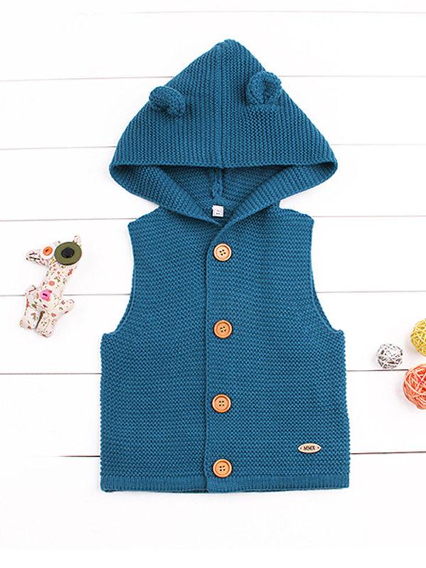 Animal Ears Waistcoat Sleeveless Buttoned Vest Baby Hoodie Cardigan - dianjiang-