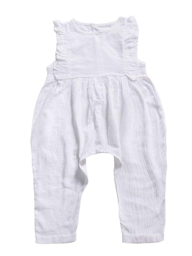 Solid Color Onesie Ruffle Baby Jumpsuit Overalls - dianjiang-