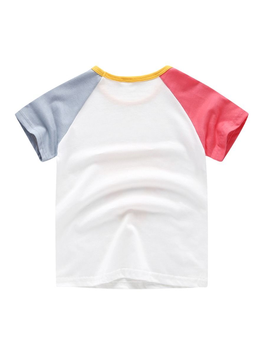 Cute Cartoon Lion Color-blocking T-shirt for Baby Little Boy - dianjiang-