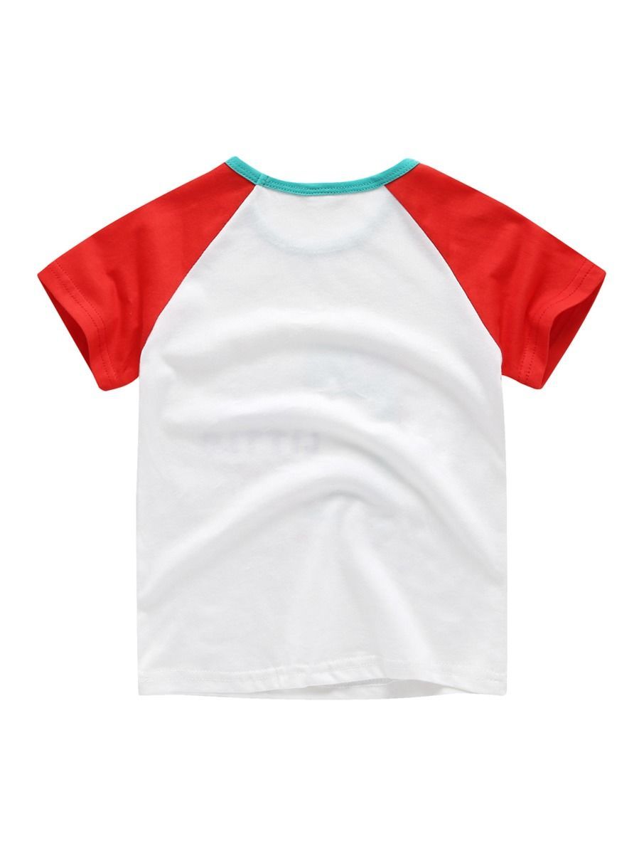 Cartoon Dinosaur Color-blocking Baby Little Boy T-shirt - dianjiang-