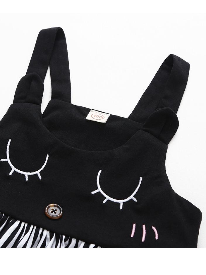 Baby Little Girl Dress Cartoon Stripe Suspender Clothes - dianjiang-