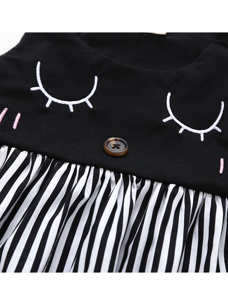 Baby Little Girl Dress Cartoon Stripe Suspender Clothes - dianjiang-