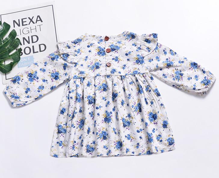 Baby Little Girl Floral Long Sleeve One-Piece Dress - dianjiang-