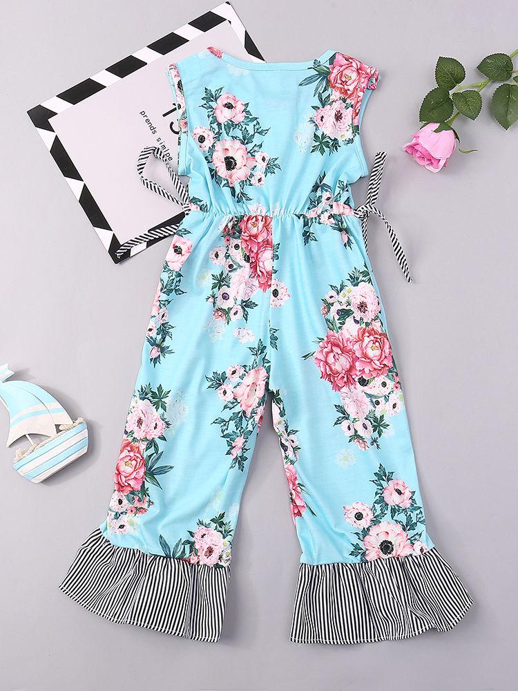 Bell-bottom Clothes Flower Baby Little Girl Sleeveless Jumpsuit - dianjiang-