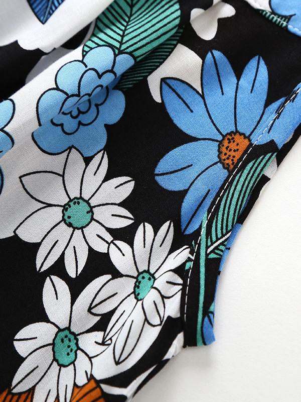 Baby Little Girl Summer Flower Pattern Sleeveless Casual Shift Dress - dianjiang-