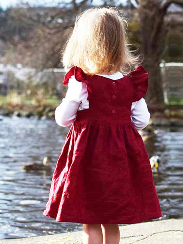 Baby Little Girls Flutter Sleeve Solid Color Dress - dianjiang-