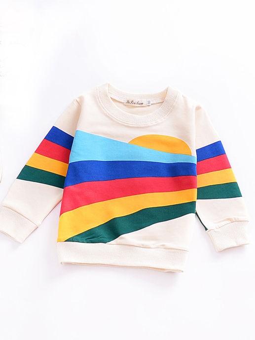 Baby Little Girls Rainbow Print Long Sleeve T-shirt - dianjiang-