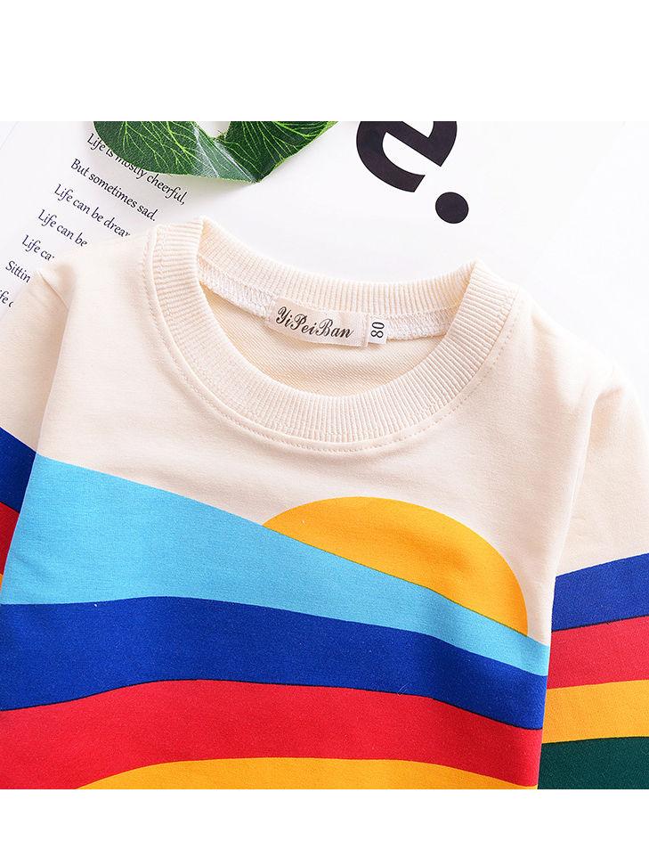 Baby Little Girls Rainbow Print Long Sleeve T-shirt - dianjiang-