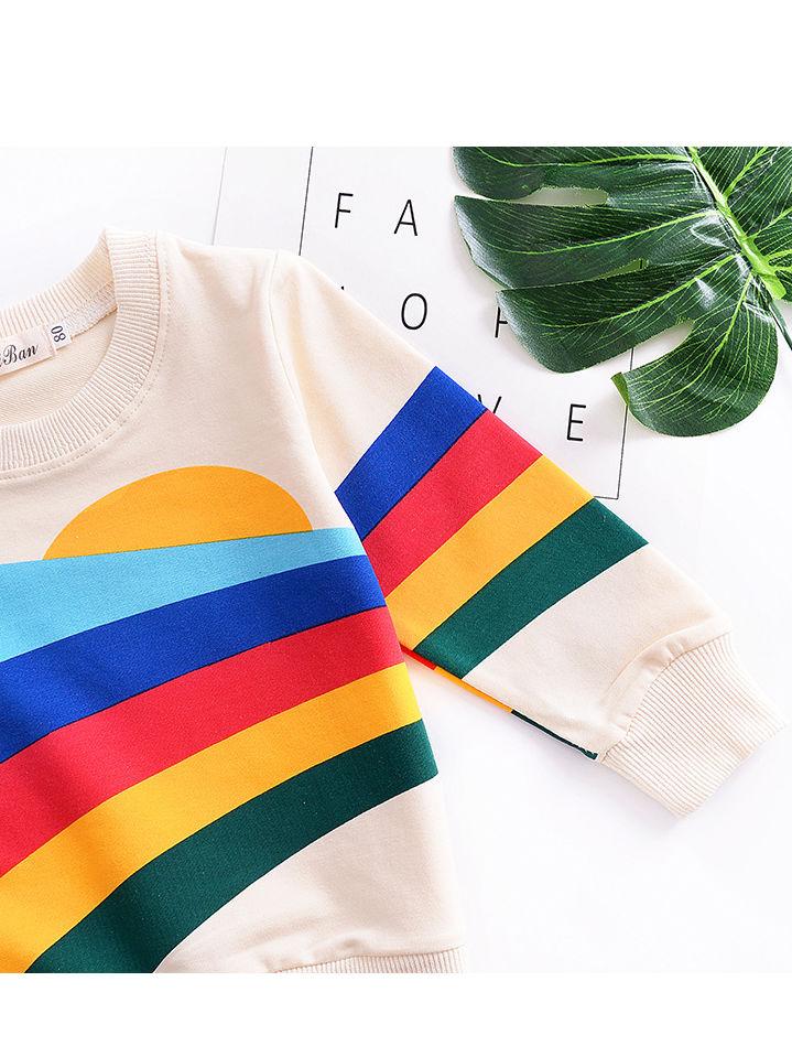 Baby Little Girls Rainbow Print Long Sleeve T-shirt - dianjiang-