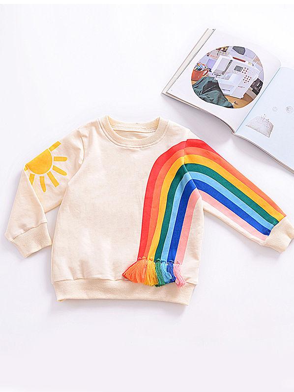 Baby Little Girls Rainbow Print Long Sleeve T-shirt - dianjiang-