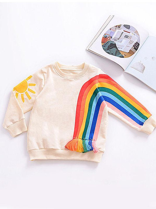 Baby Little Girls Rainbow Print Long Sleeve T-shirt - dianjiang-
