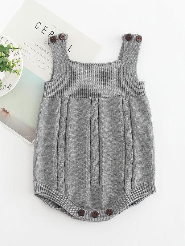 Solid Color Cotton Baby Onesie Sleeveless Suspender Knitwear - dianjiang-