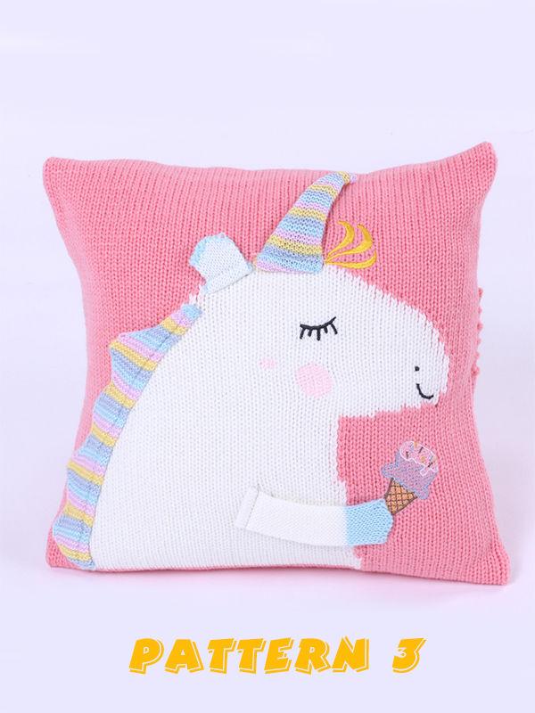 Adorable Back Cushion 3D Unicorn Pattern Knitted Baby Pillow - dianjiang-