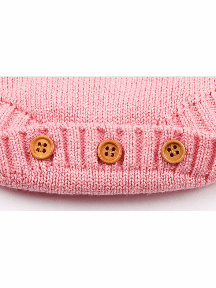 Infant Baby Pom-Pom Ladybug Knitted Onesies Pink and Gray - dianjiang-