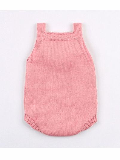 Infant Baby Pom-Pom Ladybug Knitted Onesies Pink and Gray - dianjiang-
