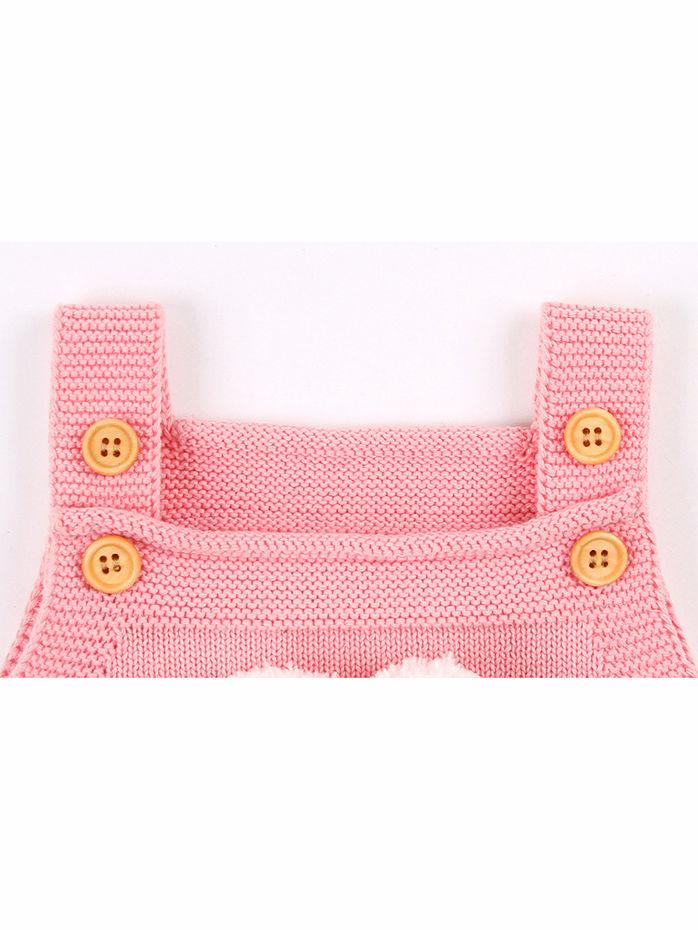 Infant Baby Pom-Pom Ladybug Knitted Onesies Pink and Gray - dianjiang-