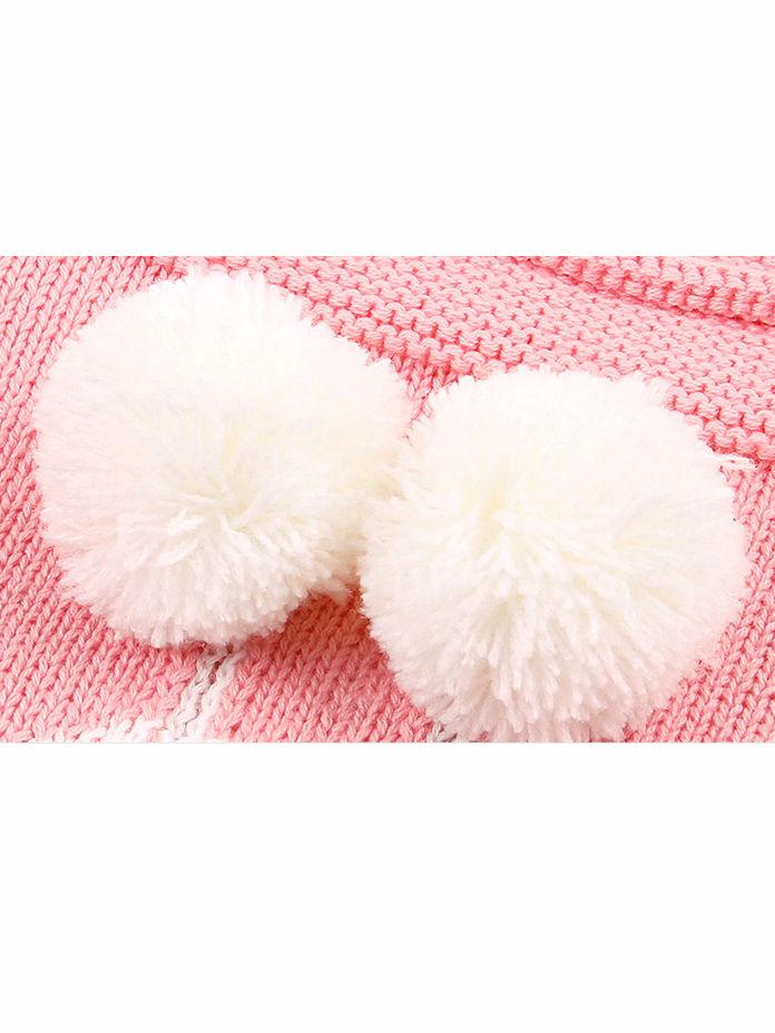 Infant Baby Pom-Pom Ladybug Knitted Onesies Pink and Gray - dianjiang-