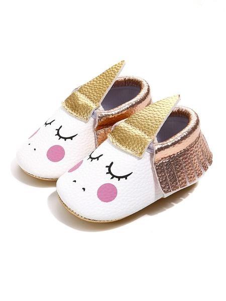 Baby Pre-Walking Shoes Unicorn Pattern Tassel Trimmed Slip-on Crib Shoes - dianjiang-
