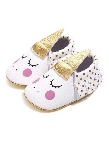 Baby Pre-Walking Shoes Unicorn Pattern Tassel Trimmed Slip-on Crib Shoes - dianjiang-
