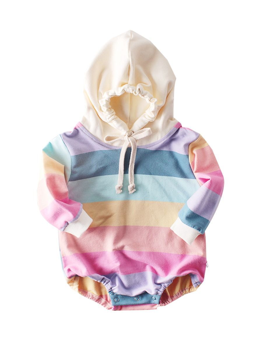 Adorable Autumn Baby Rainbow Hooded Onesies - dianjiang-