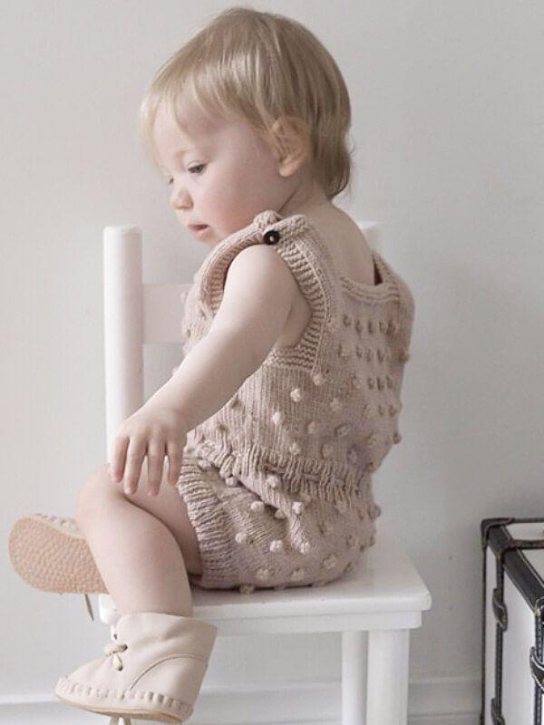 Knitted Buttoned Sleeveless Baby Romper - dianjiang-