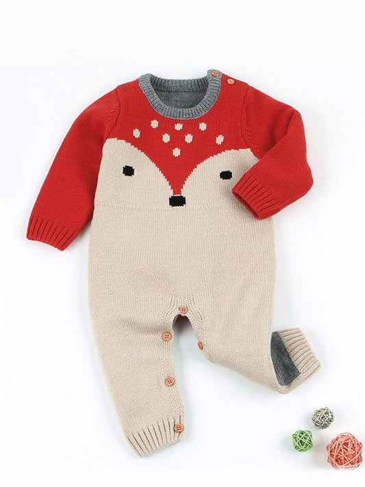 Adorable Fox Style Crochet Baby Romper Knitted Overalls - dianjiang-