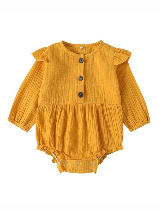 Baby Solid Color Ruffle Sleeve Bodysuit - dianjiang-