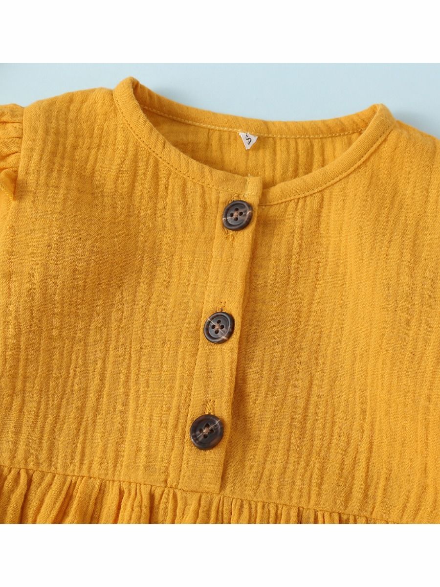 Baby Solid Color Ruffle Sleeve Bodysuit - dianjiang-