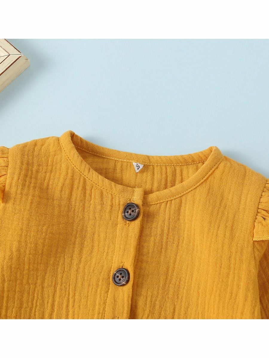 Baby Solid Color Ruffle Sleeve Bodysuit - dianjiang-