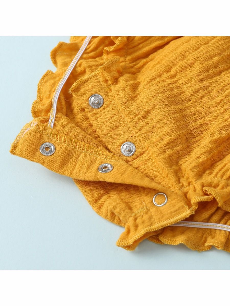 Baby Solid Color Ruffle Sleeve Bodysuit - dianjiang-