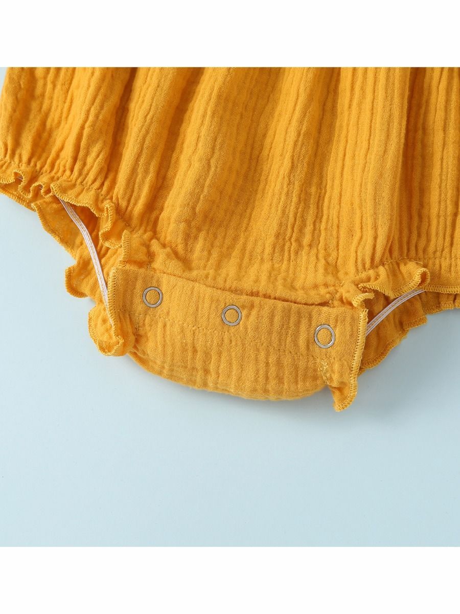 Baby Solid Color Ruffle Sleeve Bodysuit - dianjiang-