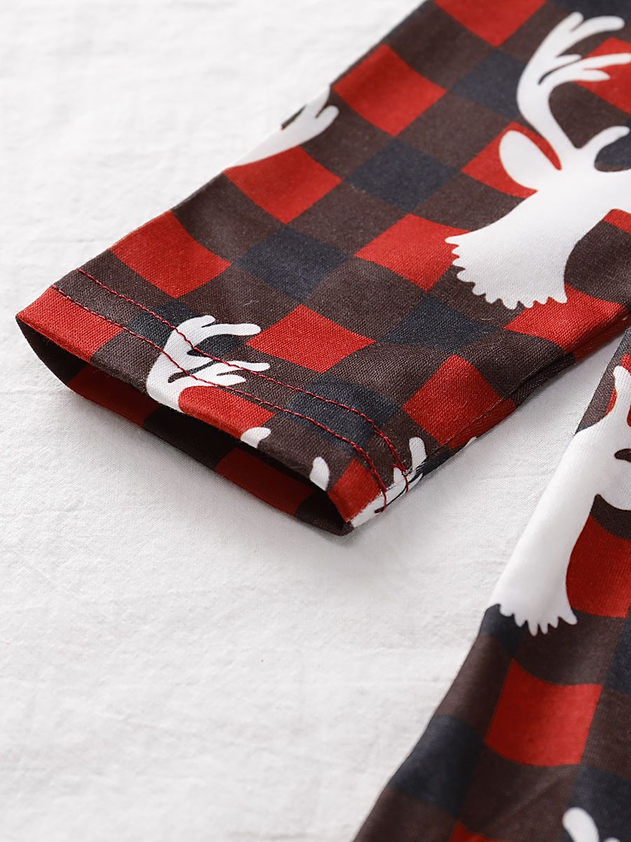 Baby Toddler Girl Christmas Reindeer Ruffled Sleeve Dress - dianjiang-