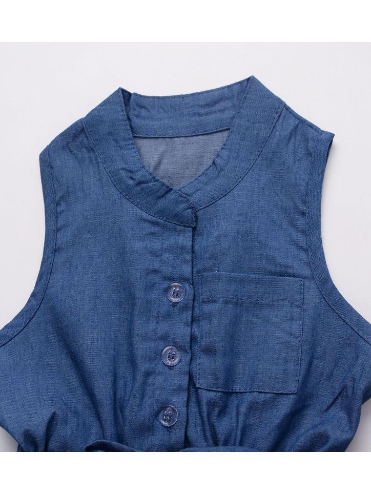 Baby Toddler Girl Elastic Waist Sleeveless Causal Jumpsuit - dianjiang-