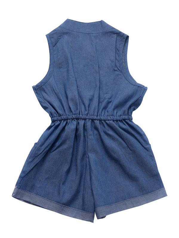 Baby Toddler Girl Elastic Waist Sleeveless Causal Jumpsuit - dianjiang-