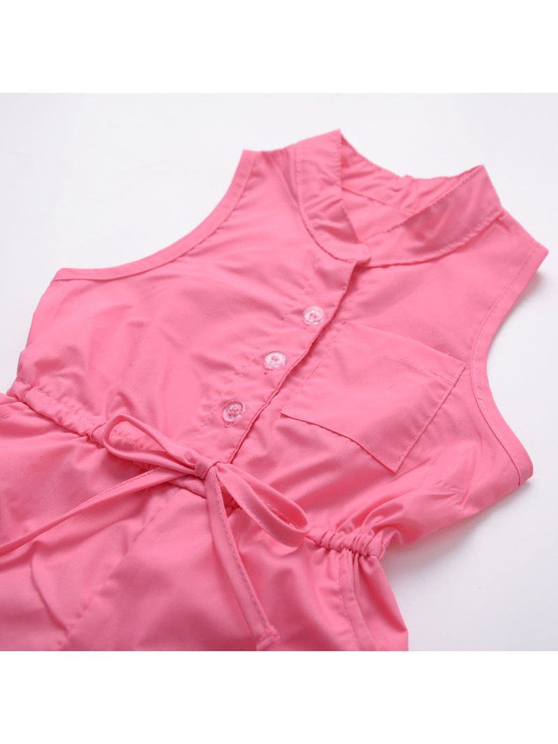 Baby Toddler Girl Elastic Waist Sleeveless Causal Jumpsuit - dianjiang-