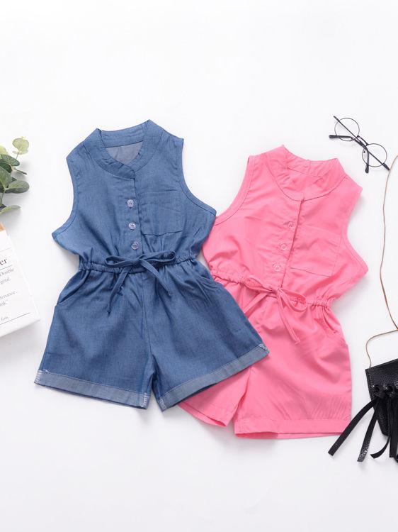 Baby Toddler Girl Elastic Waist Sleeveless Causal Jumpsuit - dianjiang-