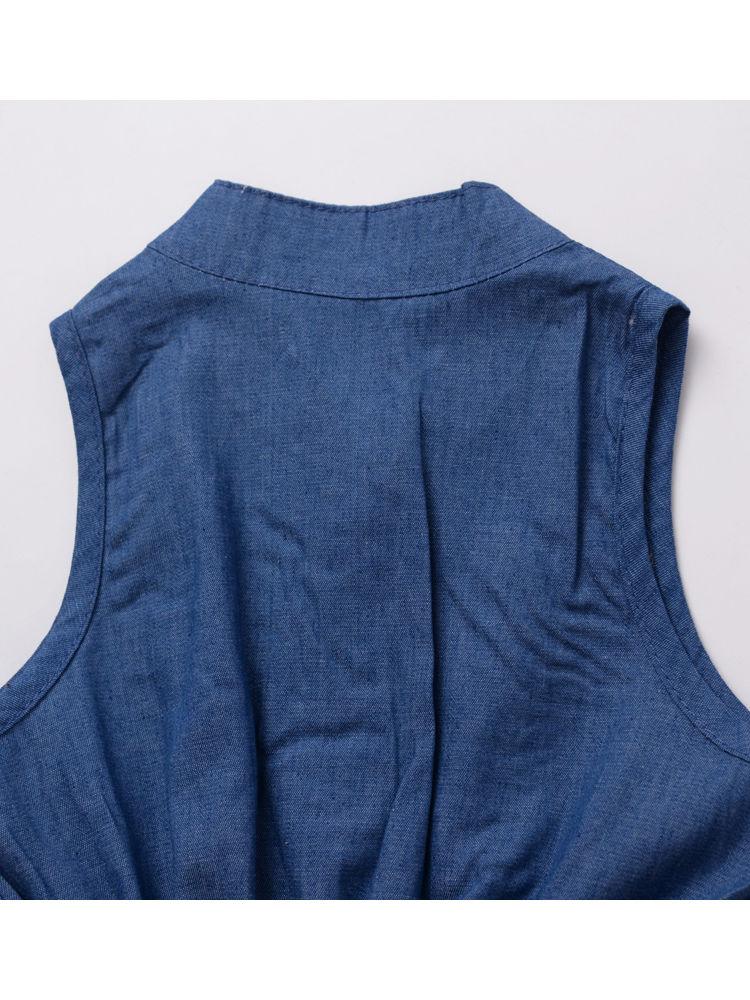 Baby Toddler Girl Elastic Waist Sleeveless Causal Jumpsuit - dianjiang-