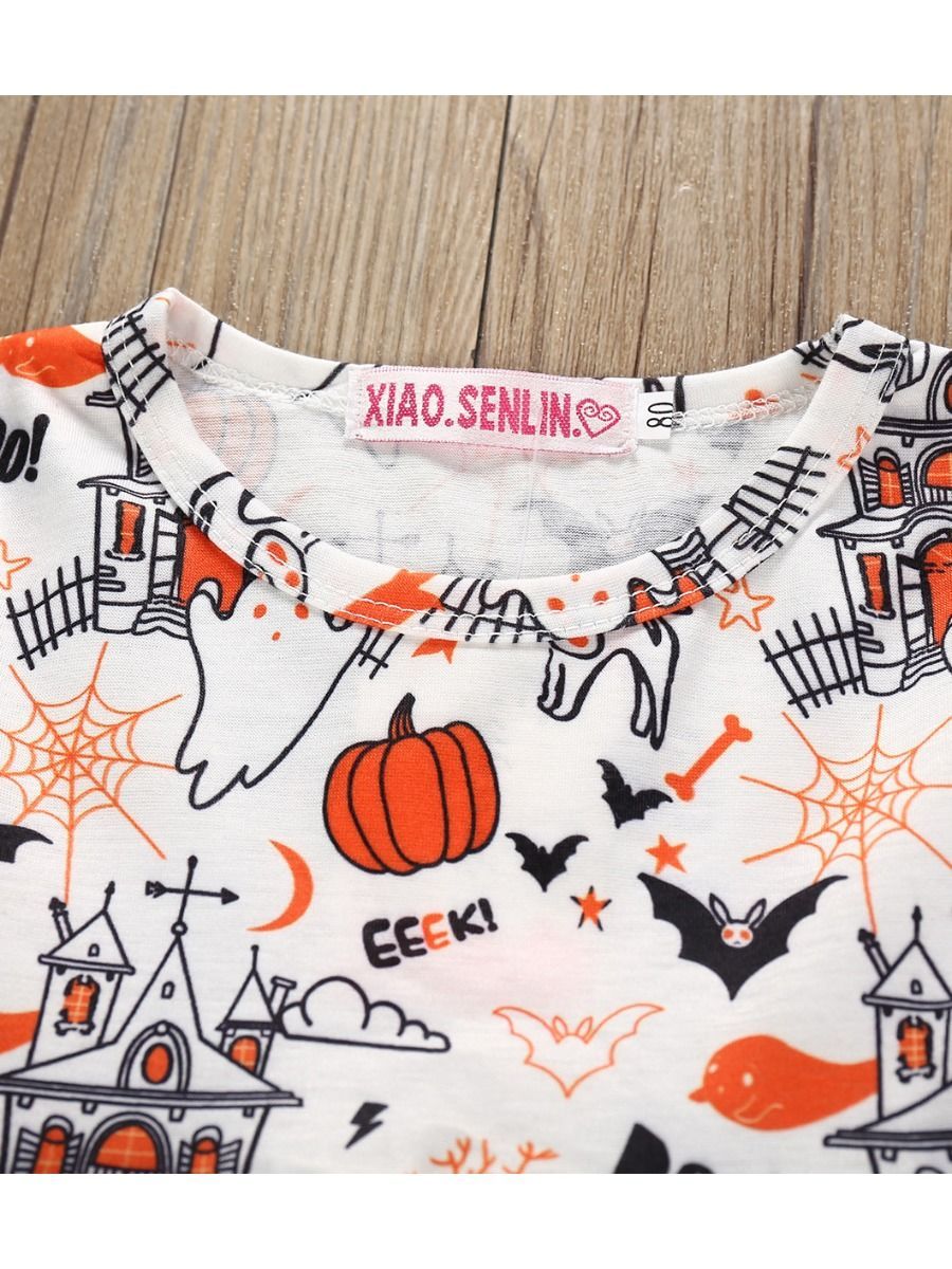 Baby Toddler Girl Halloween Theme Printed Dress - dianjiang-